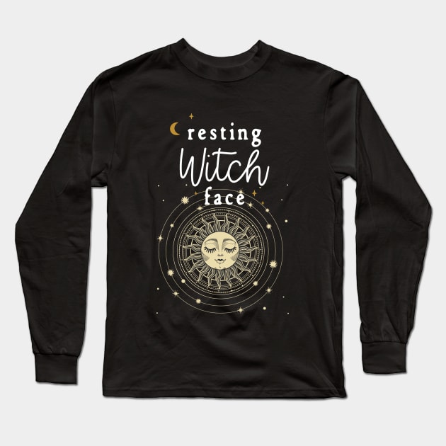 Resting Witch Face Funny Pagan Wicca Magic Long Sleeve T-Shirt by Apathecary